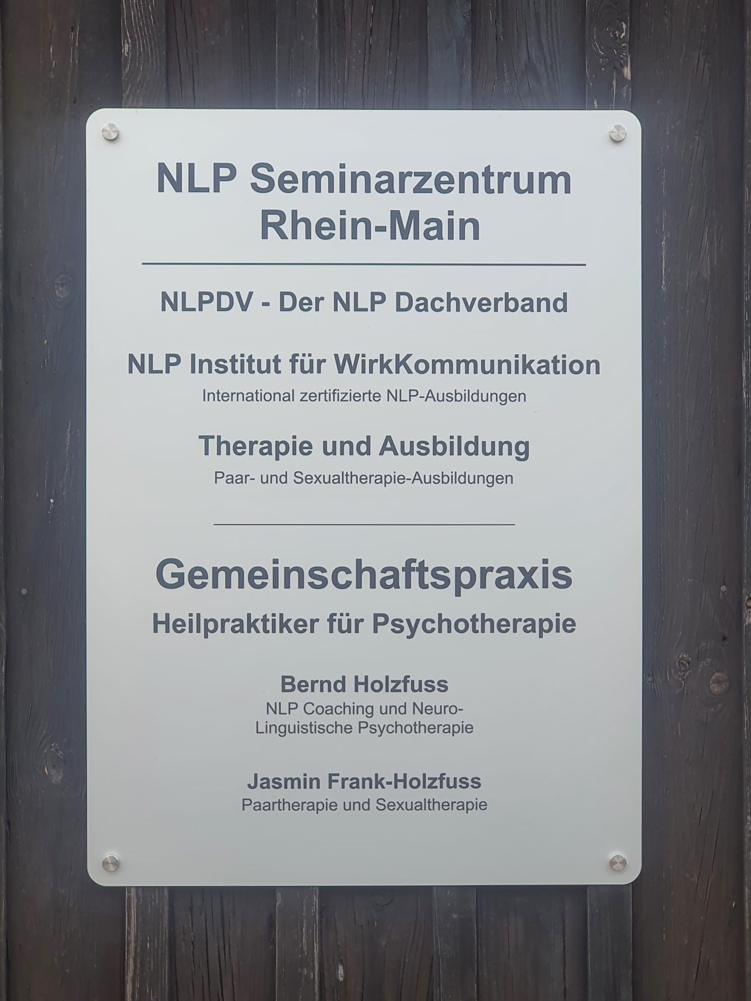 Schild NLP-Seminarzentrum Rhein-Main